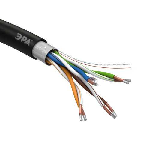 Кабель витая пара U/UTP кат.5E 2х2х24AWG solid CCA PVC Simple сер. (м) UL-2-PVC-A Эра Б0044433