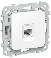 Розетка компьютерная СП FLITE РК5е-1-0-ФлБ RJ45 кат.5E UTP механизм бел. IEK FI-K12-1-K01