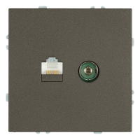 Розетка TV + компьютерная RJ-45 (механизм), STEKKER, серия Эмили, RST00-5106-09, антрацит, soft touch 49924
