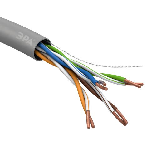 Кабель витая пара U/UTP кат.5E 4х2х24AWG solid CU PVC сер. (м) U-4-PVC Эра Б0044429