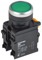 Кнопка d22мм 1НО+1НЗ MASTER с фиксацией зел. IEK MI-BT60-11T-3-21-K06