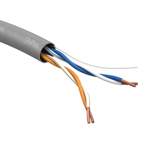Кабель витая пара U/UTP кат.5E 2х2х24AWG solid CCA PVC Simple сер. (м) UL-2-PVC-A Эра Б0044433
