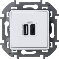Устройство зарядное Inspiria с 2-мя USB разьемами A и C 240В/5В 3000мА бел. IEK 673760