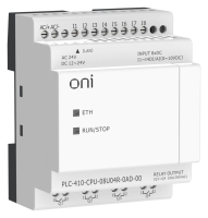 Модуль ЦПУ ПЛК 410 4 DI 4 UI (0-10 В/DI) 4 RO 12В-24В DC или 24В AC с Ethernet портом без экрана ONI PLC-410-CPU-08U04R-0AD-00
