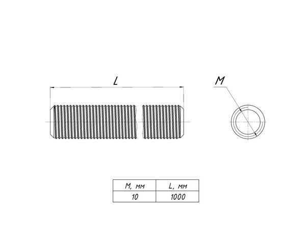 Шпилька М10 L1000 EKF shpm10x1000
