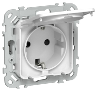 Розетка СП FLITE РСшкр11-1-44-ФлБ 16А IP44 с заземл. с защ. шторками и крышкой безвинтовое крепление механизм бел. IEK FI-R16-16-1-44-K01