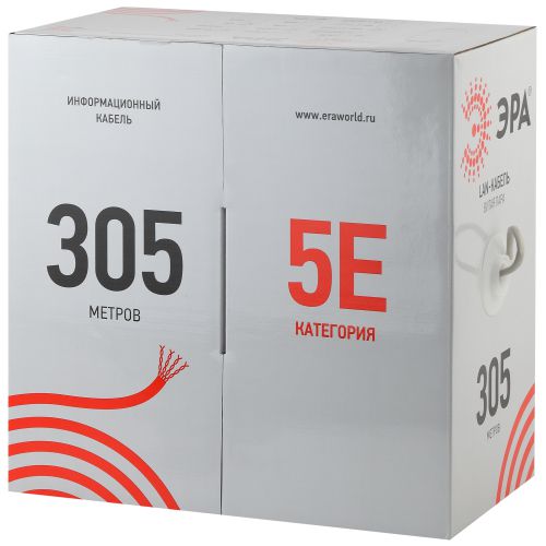 Кабель витая пара U/UTP кат.5E 4х2х24AWG solid CU PVC сер. (м) U-4-PVC Эра Б0044429