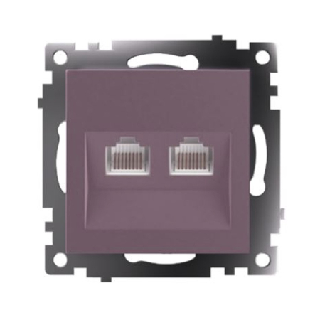 Розетка компьютерная 2-местная RJ-45 (механизм) STEKKER GLS00-7109-04, серия Катрин, шоколад 50006