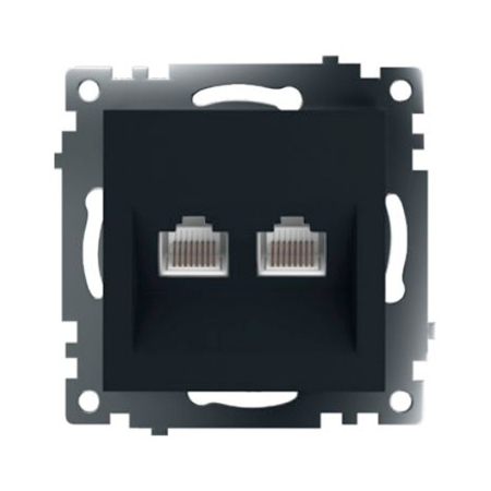 Розетка компьютерная 2-местная RJ-45 (механизм) ,STEKKER ,GLS00-7109-05, серия Катрин, черный 50007