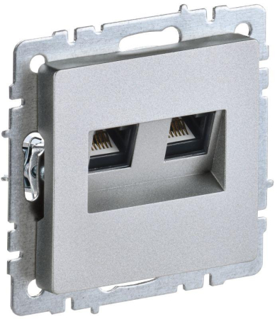 Розетка компьютерная двойн. СП RJ45 кат.5E BRITE РК10-2-БрА механизм алюм. IEK BR-K20-1-K47