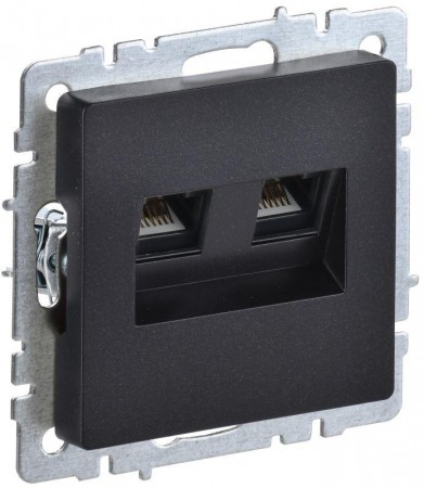 Розетка компьютерная двойн. СП RJ45 кат.5E BRITE РК10-2-БрЧ механизм черн. IEK BR-K20-1-K02