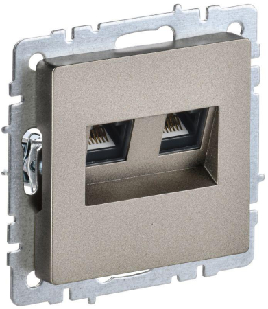 Розетка компьютерная двойн. СП RJ45 кат.5E BRITE РК10-2-БрШ механизм шампань IEK BR-K20-1-K37