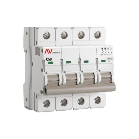 Выключатель автоматический модульный 4п C 50А 6кА AV-6 AVERES EKF mcb6-4-50C-av
