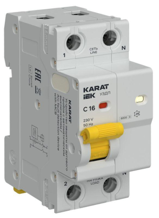 Устройство защиты от дугового пробоя (УЗДП) 1P+N C 16A с авт. выкл. KARAT IEK KA-DP11-1-016-C