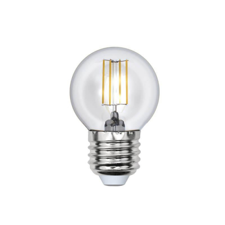 Лампа светодиодная филаментная (UL-00000196) Uniel E27 6W 3000K прозрачная LED-G45-6W/WW/E27/CL LED-G45-6W/WW/E27/CL PLS02WH