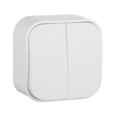 Переключатель двухклавишный на 2 направления Legrand Quteo 10A 250V белый 782206