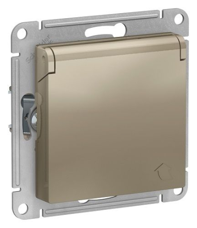 Розетка с заземлением со шторками и крышкой Schneider Electric Atlas design ATN000546
