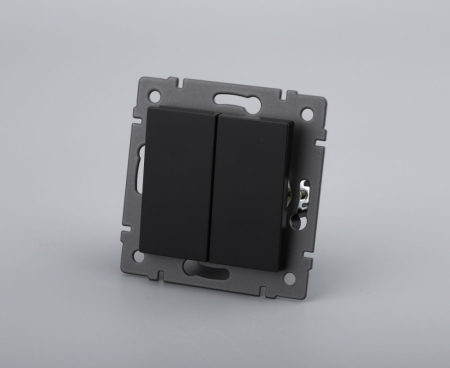 Механизм выключателя двухклавишный проходной Arlight SWT-MKP2-PL-BK-V (250V, 10A) 049893