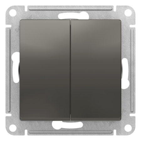 Переключатель 2-клавишный перекрестный, 2 x сх. 7, 10АХ Systeme Electric AtlasDesign Сталь ATN000973