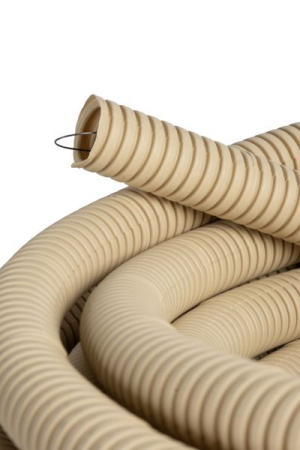 Труба гофрированная ПВХ d16мм с протяжкой свет. дерево (уп.25м) Plast PROxima EKF tg-z-16w
