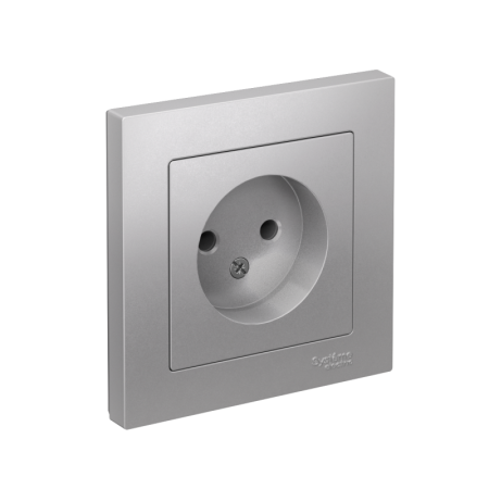 Розетка 1-м СП AtlasDesign 16А IP20 без заземл. в сборе алюм. SE ATN000340