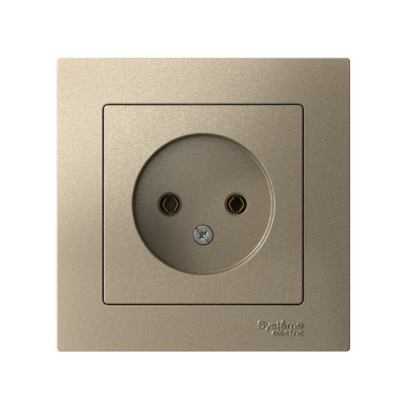 Розетка 1-м СП AtlasDesign 16А IP20 без заземл. в сборе шампань SE ATN000540