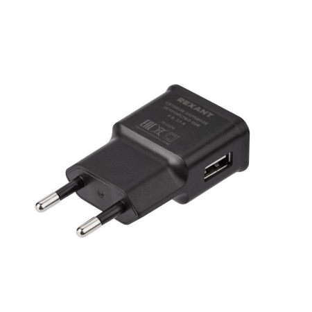 Устройство зарядное сетевое USB 5В 2.1A черн. Rexant 16-0274