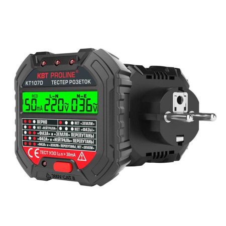 Тестер розеток и УЗО КТ 107D PROLINE КВТ 86321