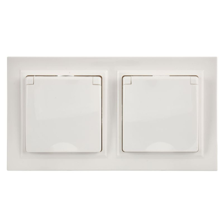 Розетка с крышкой Brite 16А IP44 РСбш10-3-44-БрБ механизм бел. в сб 2шт IEK BR-R16-16-44-2-K01-F-PRO