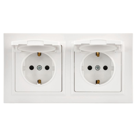 Розетка с крышкой Brite 16А IP44 РСбш10-3-44-БрБ механизм бел. в сб 2шт IEK BR-R16-16-44-2-K01-F-PRO