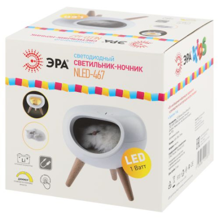 Светильник светодиодный NLED-467-1W-W ночник "Котик" бел. Эра Б0052814