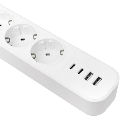 Удлинитель 5х1.5м IP20 2USB 2.4А+2type-C LUX 1.5кв.мм EKF UBA-LUX-515-TC