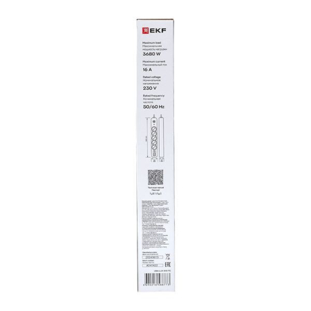 Удлинитель 5х1.5м IP20 2USB 2.4А+2type-C LUX 1.5кв.мм EKF UBA-LUX-515-TC