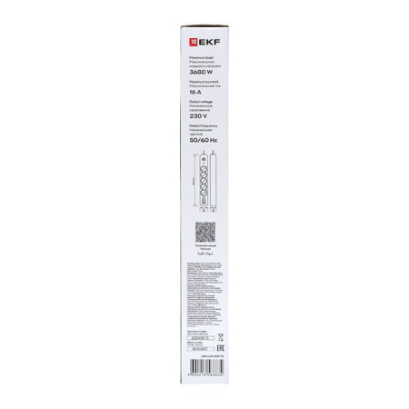 Удлинитель 5х5м IP20 2USB 2.4А+2type-C LUX 1.5кв.мм EKF UBA-LUX-505-TC