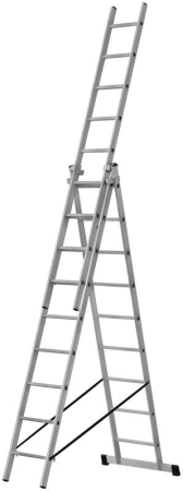Лестница трехсекционная 3х9 H=257/426/591см 11.18кг алюм. FIT 65434