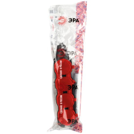 Колодка 4-м с заземл. 16A IP44 KX-4e-RED-IP44 каучук. красн. Эра Б0068456