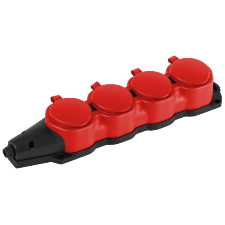 Колодка 4-м с заземл. 16A IP44 KX-4e-RED-IP44 каучук. красн. Эра Б0068456