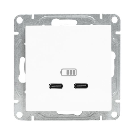 Розетка 2-м СП Эпика USB-C механизм бел. EKF UP1-SOW-2USBC