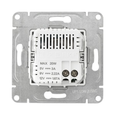 Розетка 2-м СП Эпика USB-C механизм бел. EKF UP1-SOW-2USBC