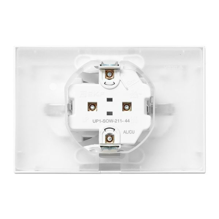 Розетка 2-м СП Эпика 16А IP44 с заземл. защ. шторки с рамкой с крышками механизм бел. EKF UP1-SOW-211-44