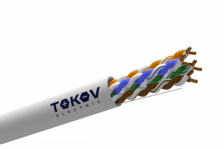 Кабель витая пара U/UTP 4х2х24AWG(0.51мм) кат.5E PVC TOKOV PRO Fluke tested (м) TOKOV ELECTRIC TKP-C06-U42-5E-305-PVC