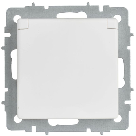 Розетка BRITE РСбш10-3-БрАБ 16А IP20 с заземл. защ. шторки с крышкой механизм арктич. бел. IEK BR-R16-16-K91