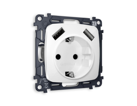 Комплект механизма электрической розетки USB A+A 18W Ambrella Volt Omega (OP1090, VM155) MO109010