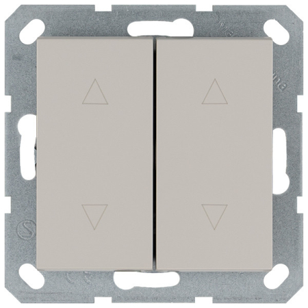 Выключатель двухклавишный для штор 10A 250V с накладкой, цвет Тауп Jasmart G3028T