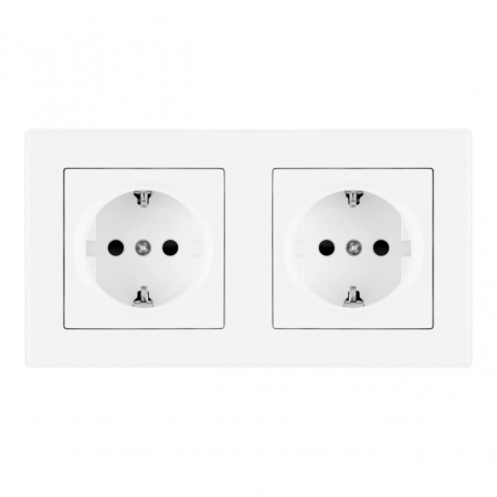 Розетка двойная (двухпостовая) с/з и шторками Arte Milano SET06-2-40-1x2 white
