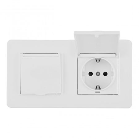 Розетка двойная (двухпостовая) с/з и шторками Arte Milano SET16-2-41-1x2 white
