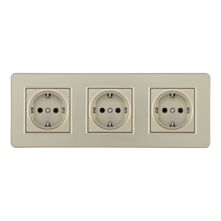 Розетка тройная (трехпостовая) с/з и шторками Arte Milano SET16-3-40-1x3 shampan