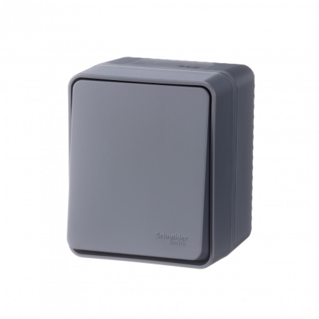 Переключатель 1-клавишный 10 АХ Systeme Electric AtlasDesign Profi54 Наруж Антрацит ATN544061