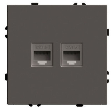 Розетка компьютерная 2-местная RJ-45 (механизм) Stekker Эмили RST00-5111-09 антрацит soft touch 49926