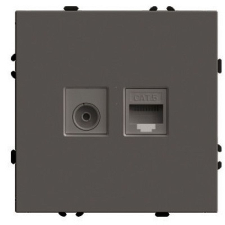 Розетка TV + компьютерная RJ-45 (механизм) Stekker Эмили RST00-5106-09 антрацит soft touch 49924